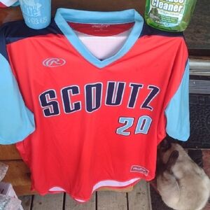 Rawlings XL Red and Blue Scoutz Jersey NWOT